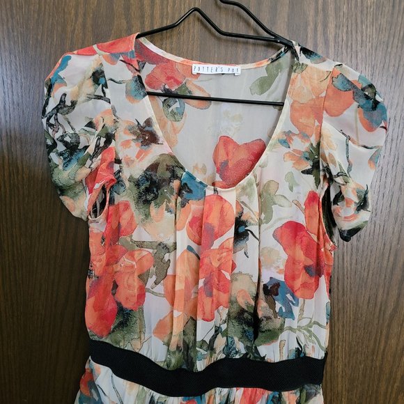 Gorgeous Beautiful Autumn Fall Florals Potters Pot Dress Size Medium - Picture 1 of 12